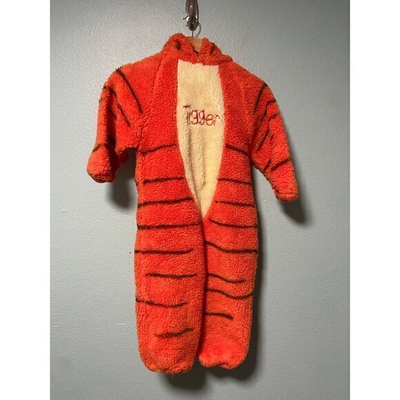 Vintage The Disney Store Kids Childrens Tigger 4-6T Orange Full Body Costume Zip - Picture 1 of 10
